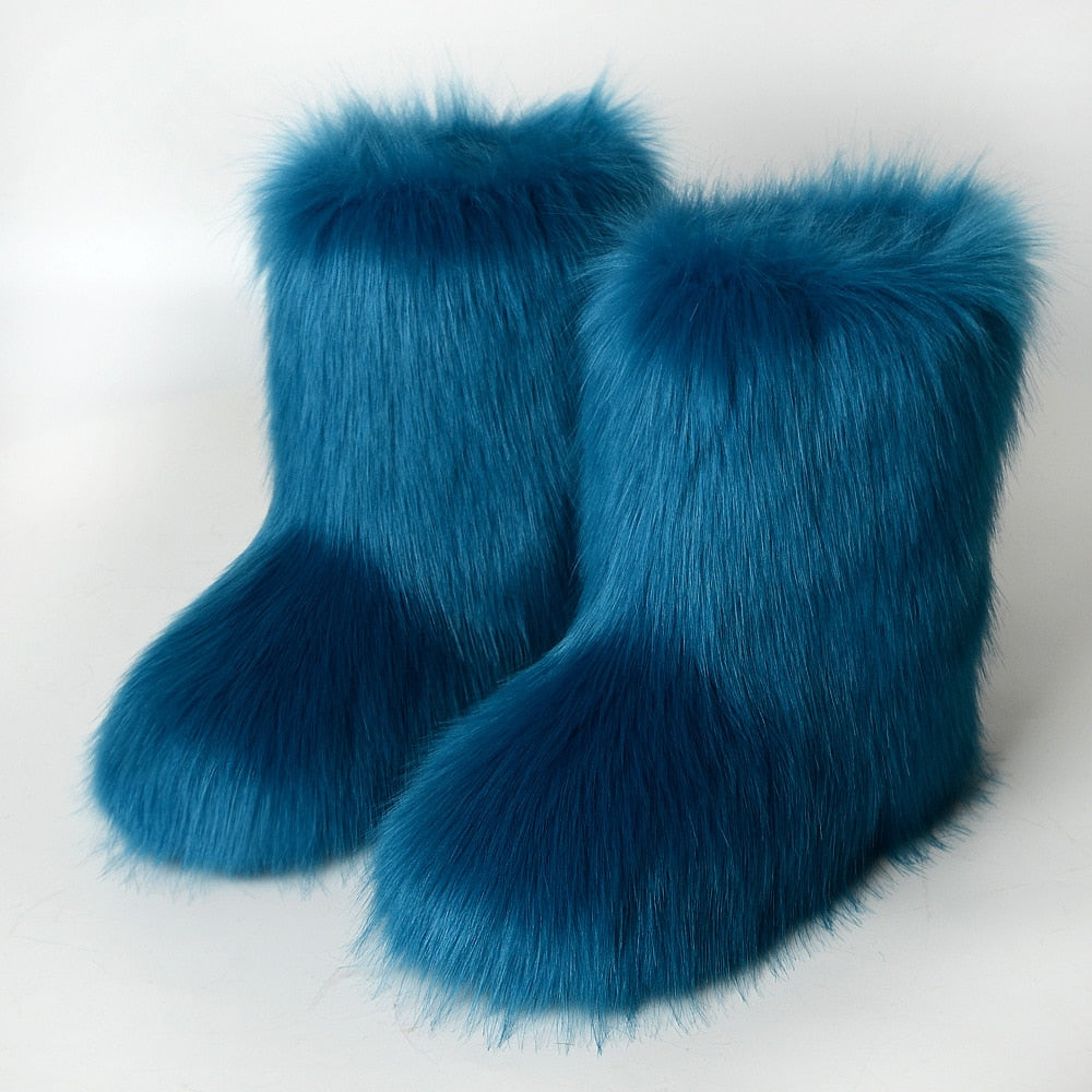 Blue fuzzy hot sale boots