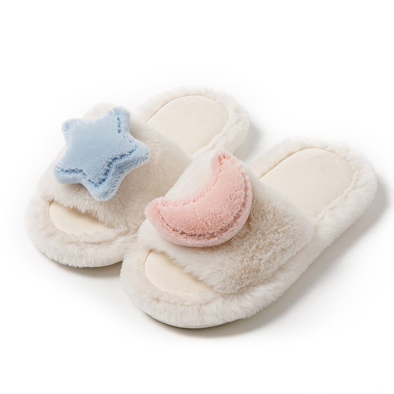 Kawaii Moon & Star Cotton Slippers