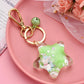 Kawaii green Sparkle Star Moving Liquid Keychain 