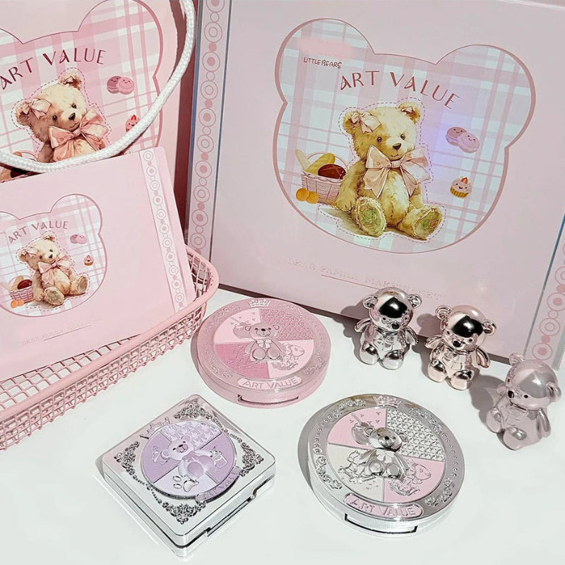 Kawaii bear makeup compacts including books and accessories
