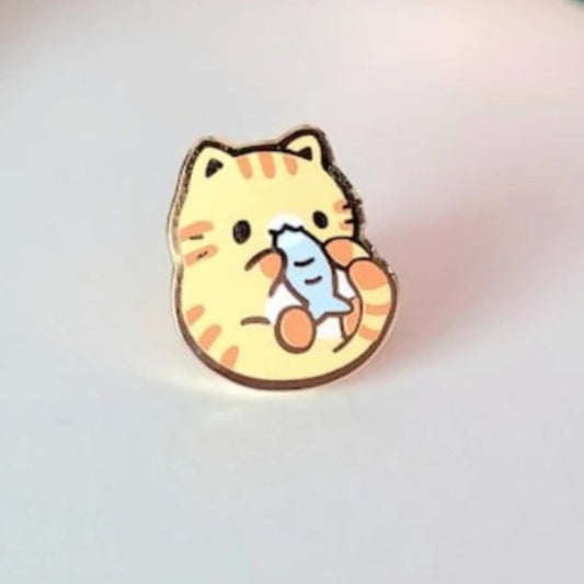 Yellow and Orange Kawaii Cute Tiny Cat Enamel Pin