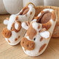 Kawaii brown Cute Cow Slippers 