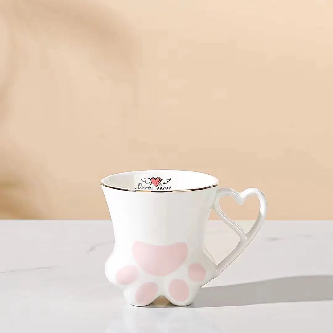 Kawaii Cat Paw Mug in White