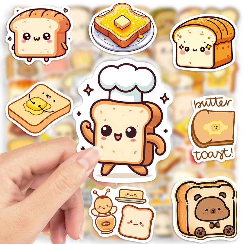 Hand holding Kawaii toast sticker