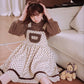 Corduroy Teddy Bear Overalls Dress