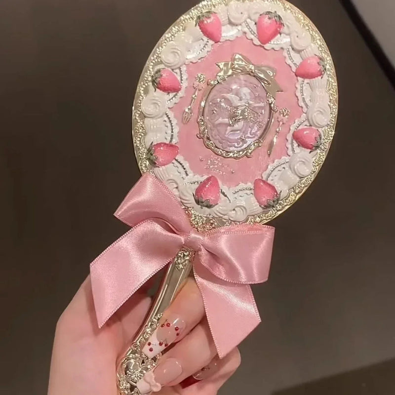 Strawberry Cupid Hand Mirror in Pink