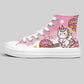 Side view of Kawaii Pink and White Unicorn Canvas Sneakers 