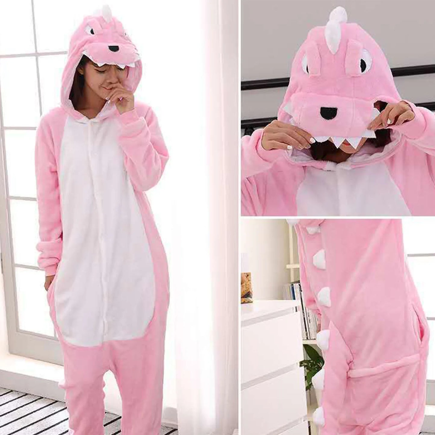 Kawaii Pink Dinosaur Women's Pajama Onesie