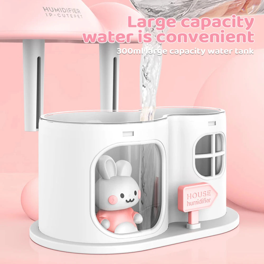 Kawaii Bunny House Humidifier Night Light