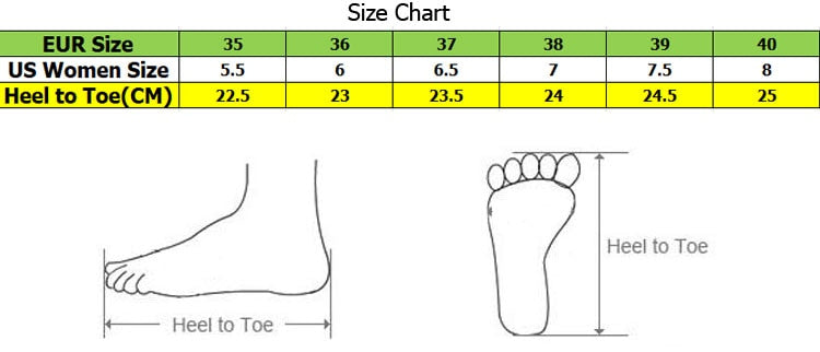 Kawaii Platform Chunky Shoes Size Chart