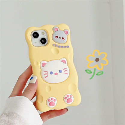 Kawaii Cheese Cat & Mouse iPhone Cover