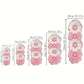 Set of pink floral designs with measurements on a white background