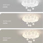 Chandelier with different light color temperatures on a gray background