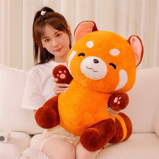 Model Holding a Kawaii Red Panda Plushie