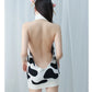 Cow Print Halter Mini Dress