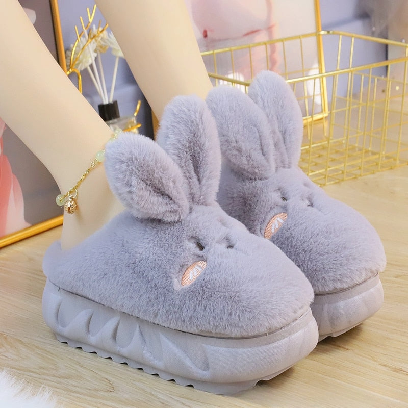 Kawaii Grey Bunny Slippers