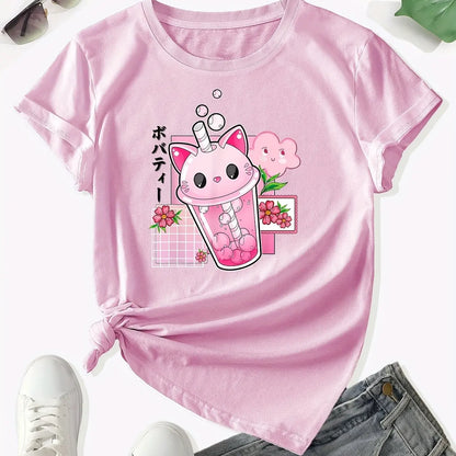 Boba Tea Cat Cup T-Shirt