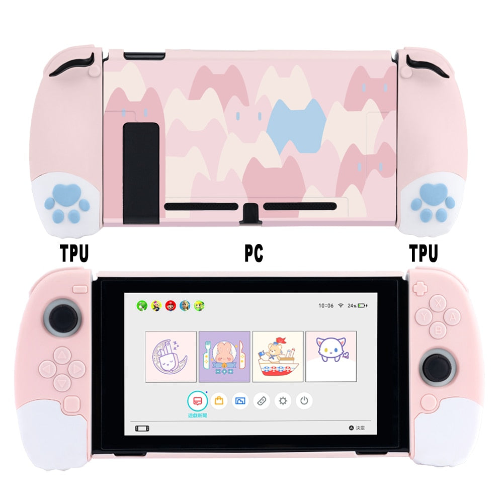Kawaii Cat Paw Nintendo Switch Case in Pink