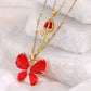 Kawaii Enchanting Butterfly Rose Necklace in the red color 