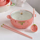 Kawaii Ceramic Strawberry Ramen Bowl Set