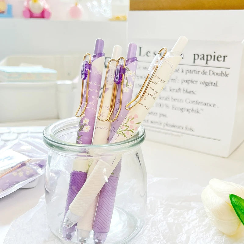 Kawaii Purple Daisy Gel Pens