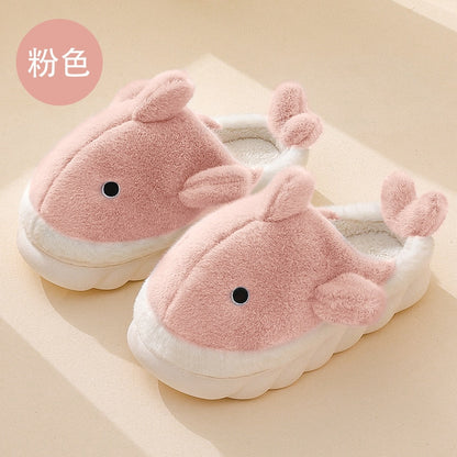 Kawaii Pink Fluffy Shark Slippers