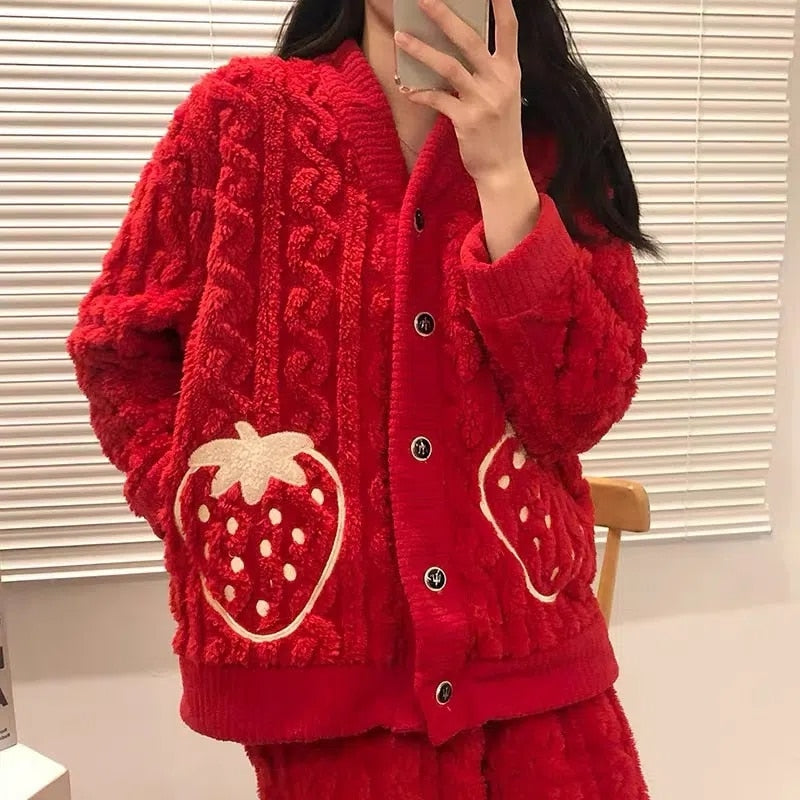 Kawaii Strawberry Winter Pajamas
