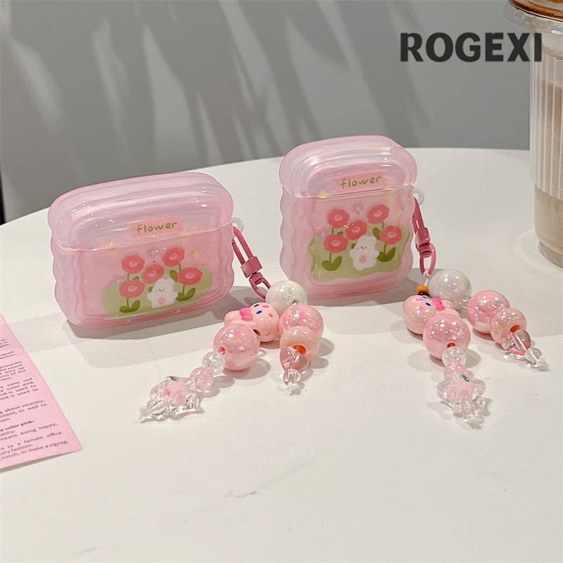 Kawaii Flower Bunny AirPods Cases