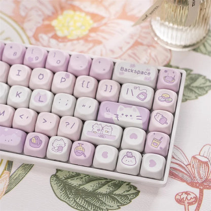 Kawaii Cat Lilac Key Caps