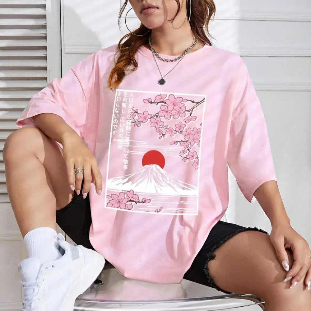 Pink Sakura Mount Fuji T-Shirt