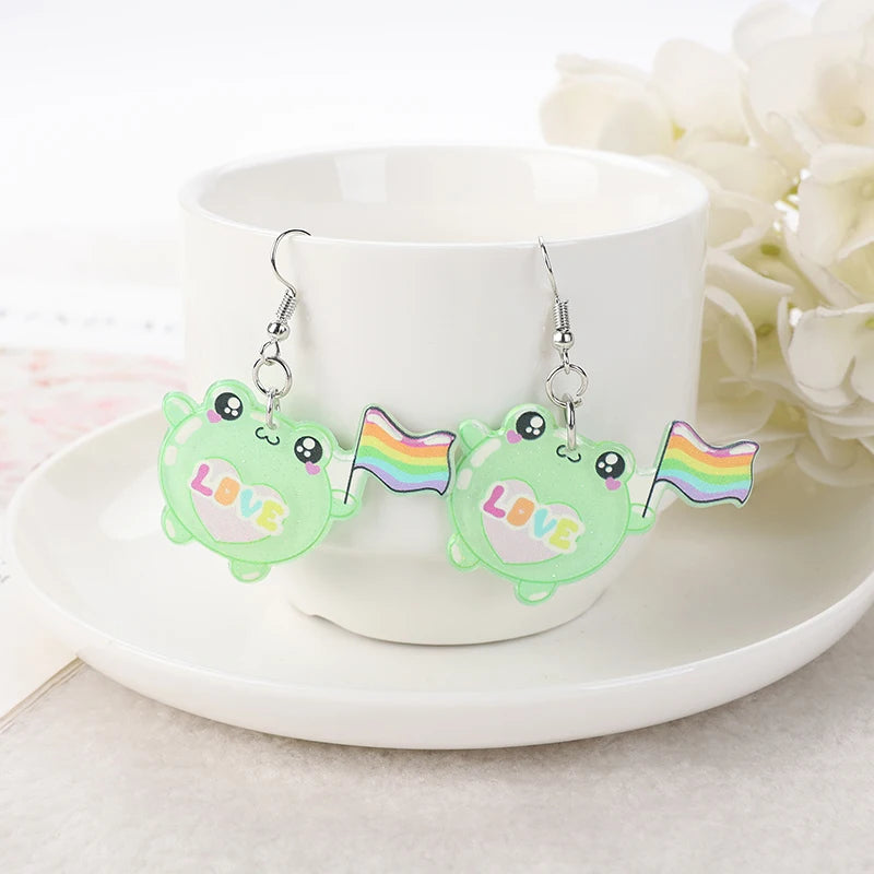 Kawaii Frog Acrylic Earrings