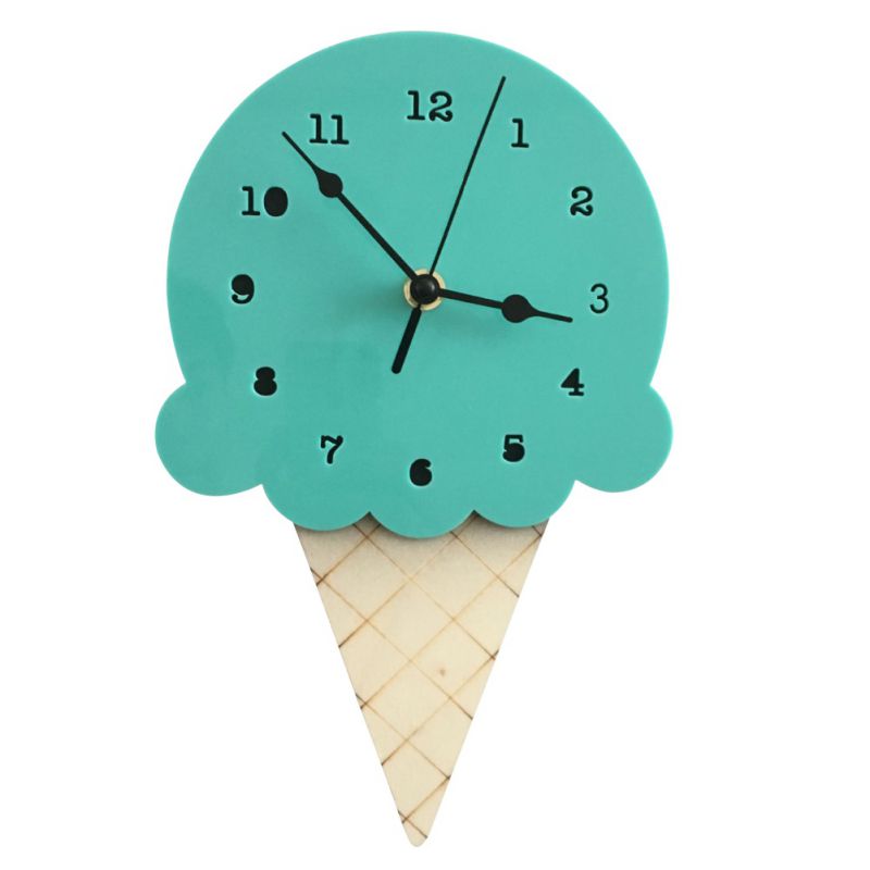 Ice Cream Cone Wall Clock - Green