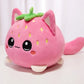 Front view Kawaii Strawberry Cat Plushie