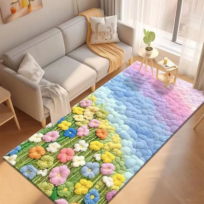 Vibrant Plush Flowers Rug