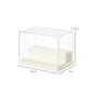 A clear acrylic display case with a cream-colored interior shelf, shown with dimension labels indicating 10cm width, 7cm depth, and 7.2cm height on a white background.