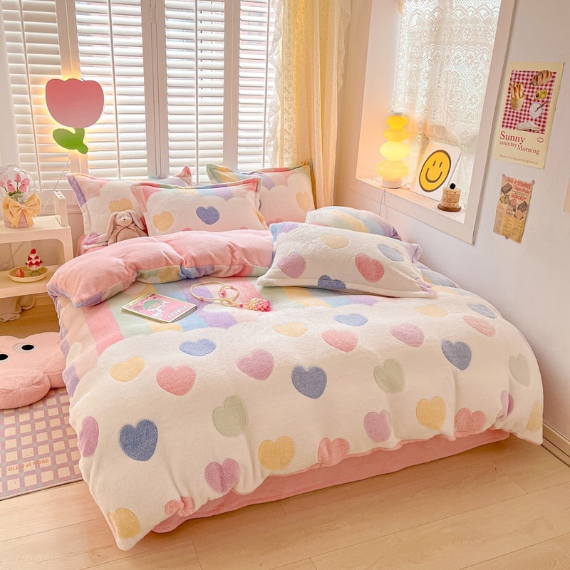 Kawaii Winter Flannel Duvet Cover