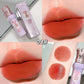 Lip gloss with packaging, swatches on lips and skin, and product details.
