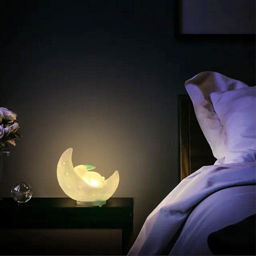 Kawaii Moon Bunny Night Light Speaker Lit Up
