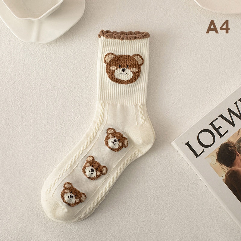 Cute Socks Aesthetic Outfits  Kawaii 3-Pair Bear Print Socks