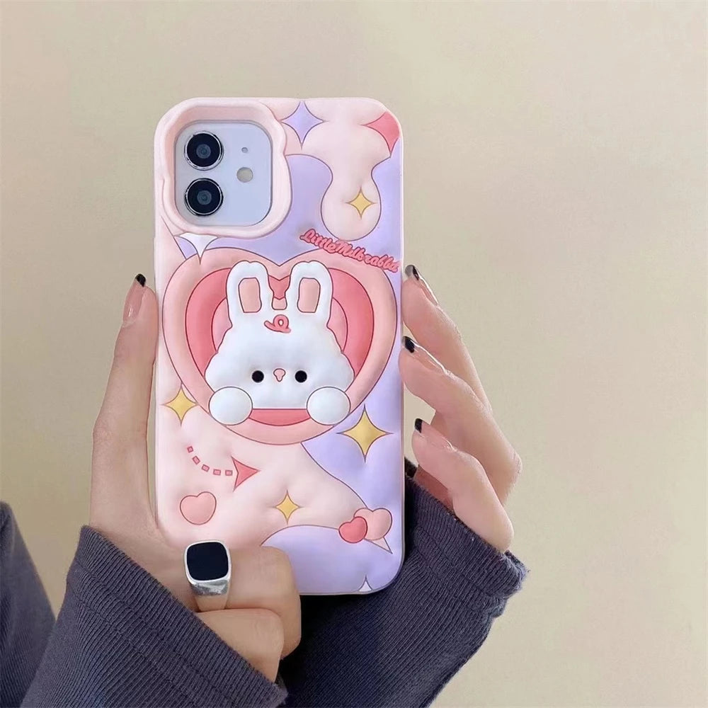 Kawaii Pink Heart Bunny iPhone Case