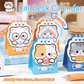 Set of cat-themed desk calendars with cute designs on a blurred background.