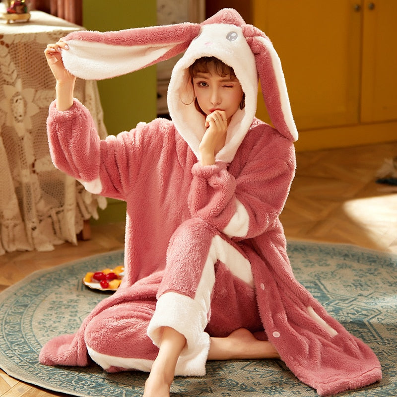 Cute Hooded Robe Winter Pajamas