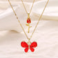 Kawaii Enchanting Butterfly Rose Necklace in the red color 