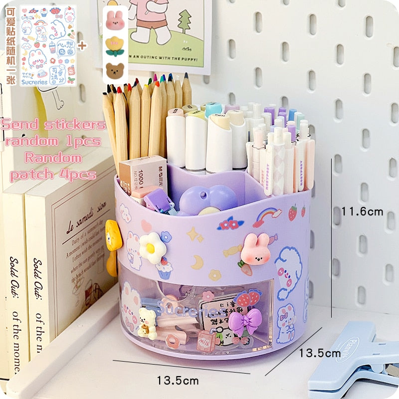 Kawaii Rotating Pen Holder in Purple