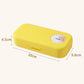 Yellow rectangular case with dimensions indicated on a white background