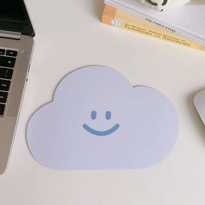 Kawaii Happy Cloud Mouse Pad in White