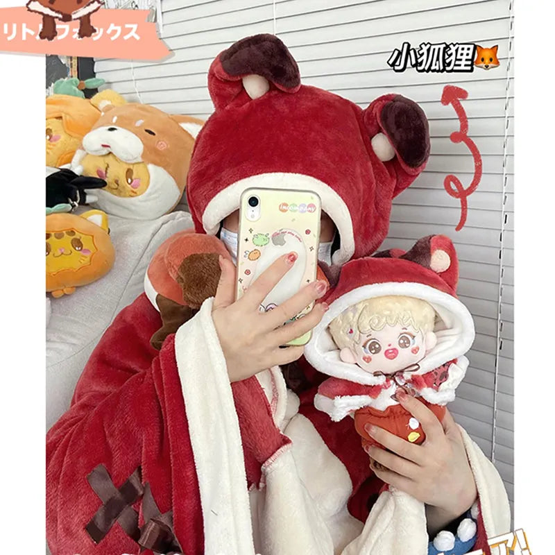 Fox Hoodie Cloak – Kawaii Fox Ear Cloak in Brown & White | Kore Kawaii