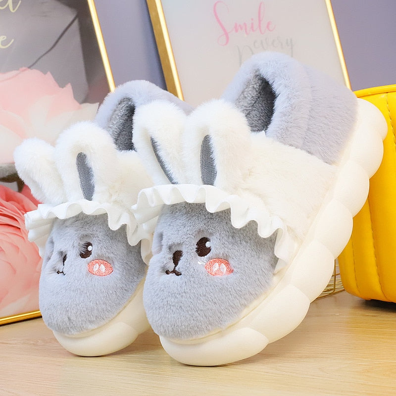 Kawaii White and Grey Plush Bunny Platform Slides