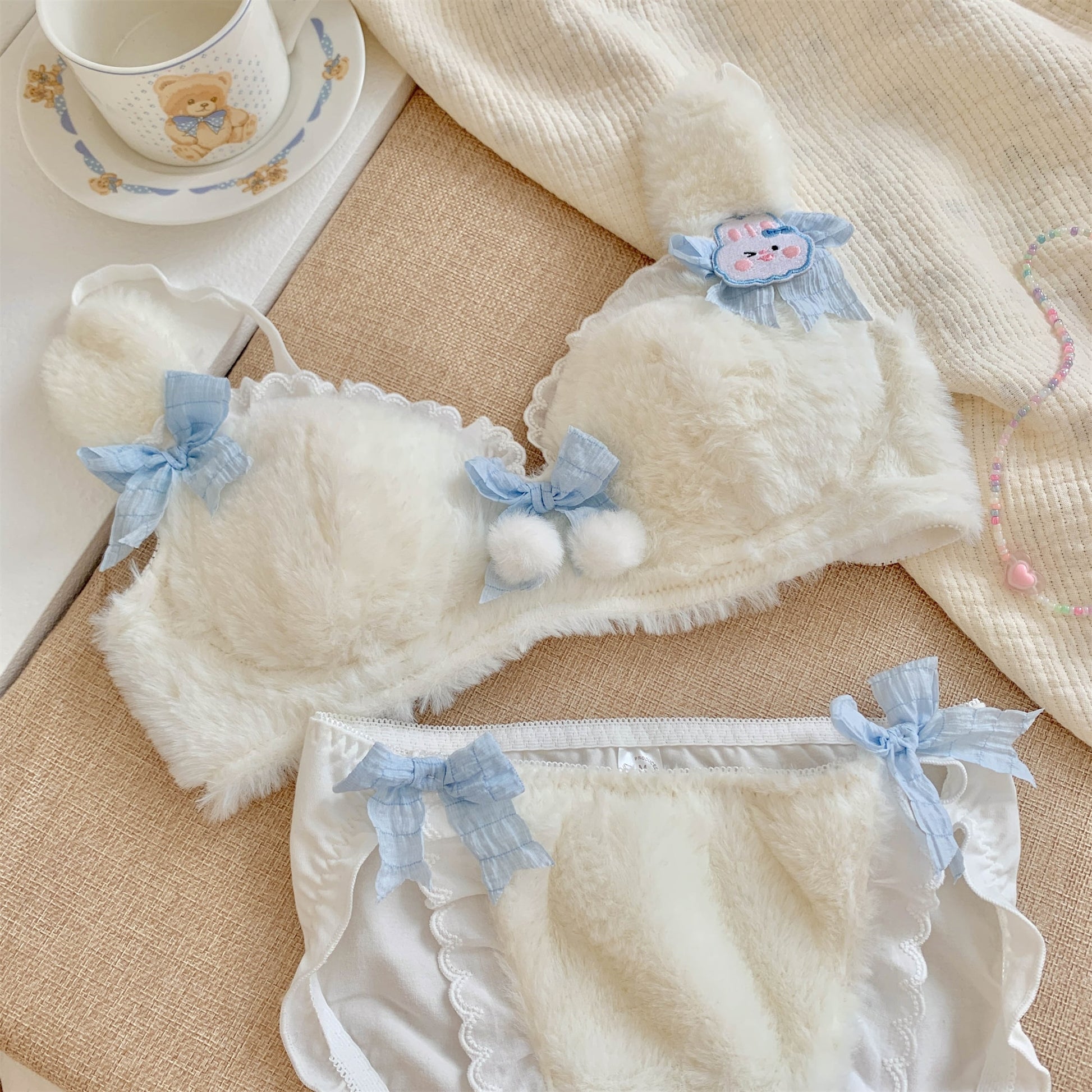 Kawaii White Plush Bunny Underwear Set – Kore Kawaii