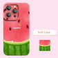 Phone case with watermelon design and 'Summer' text on a beige background